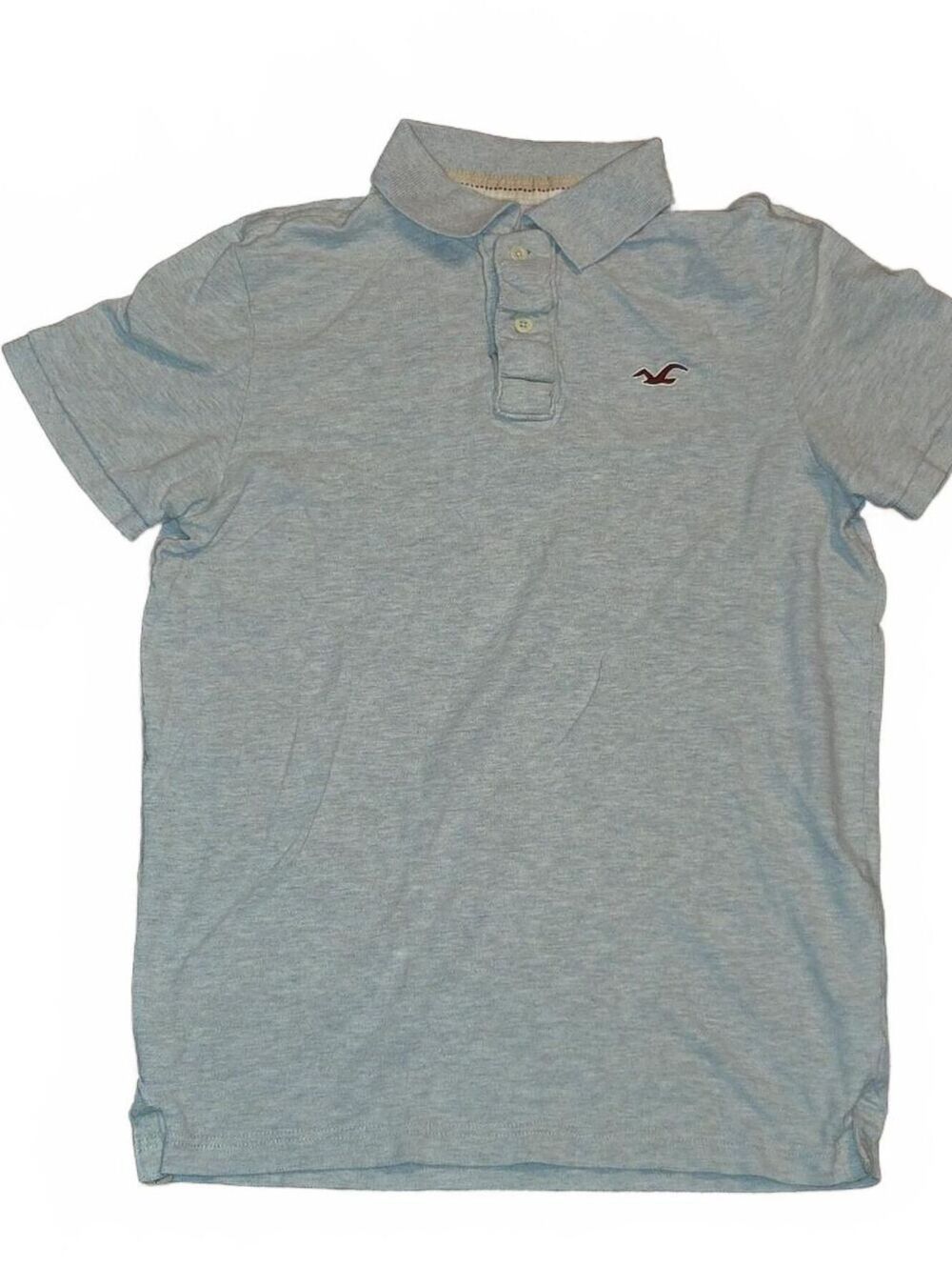 Y2K Hollister Polo Shirt Mens Medium Gray 100% Cotton Casual Logo Short Sleeve